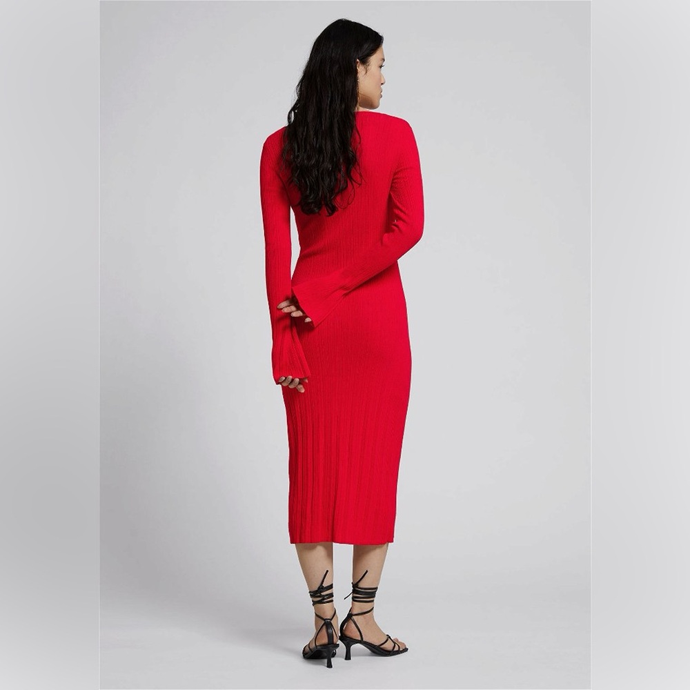 Fitted Ribbed Slit Front Dress - Picture 3 of 5